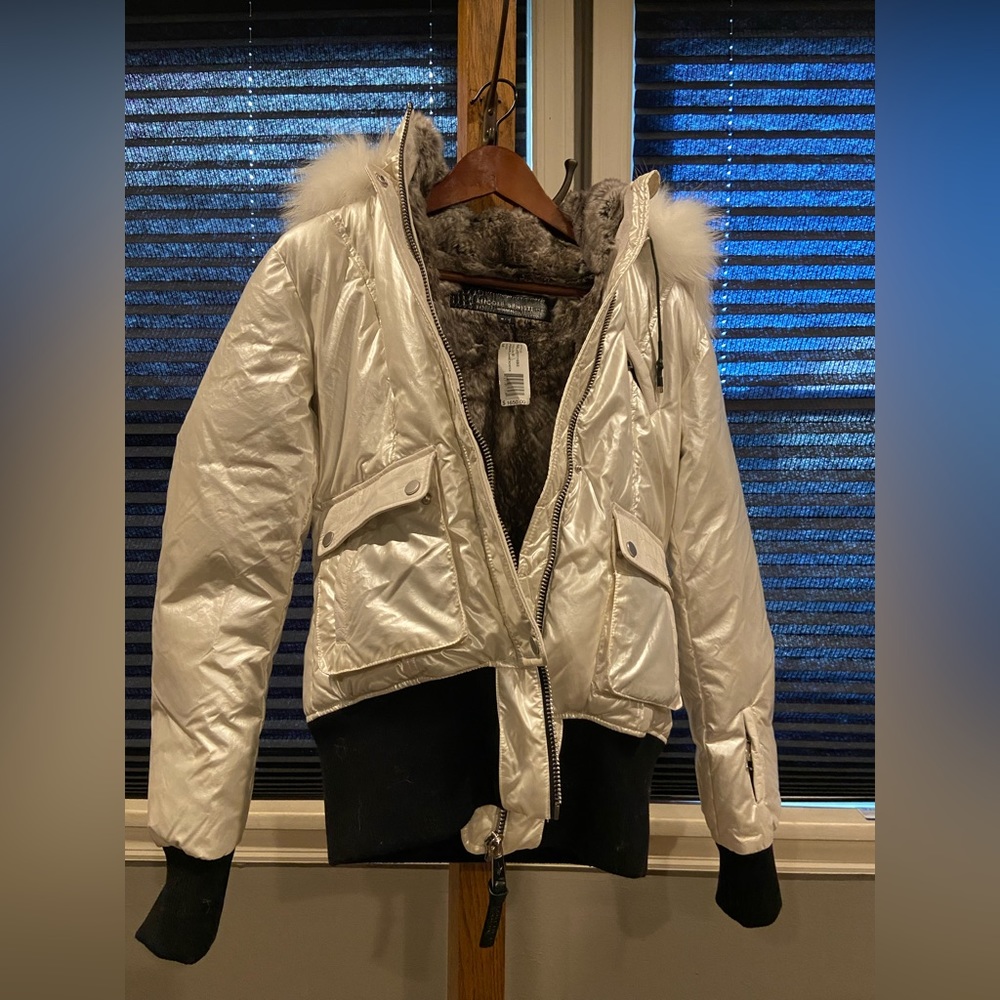 Nicole Benisti Pearl luxury jacket with real fur. New with tags.